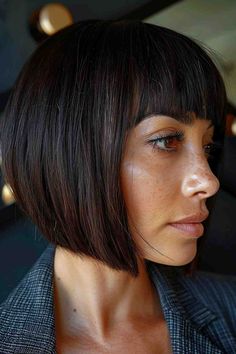 Graduated Bob Haircuts With Bangs, Boxy Bob Haircut, Sleek Bob With Bangs, Short One Length Bob, Fringed Bob, Bobbed Hairstyles, Bobbed Hairstyles With Fringe, Shaggy Bob Haircut, Graduated Bob Haircuts