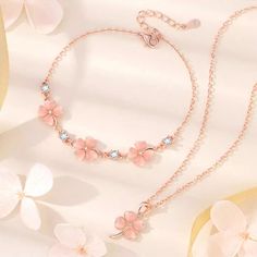 Fashion Element: Flower, Peach Blossom, Three-Petal Grass Style: Pastoral Style Background Collage, Diamond Flower Pendant, Flowers Petals, Peach Blossom, Clover Necklace, Flower Pendant Necklace, Peach Blossoms, Diamond Flower, Four Leaf Clover