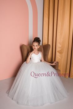 "This dress is perfect for birthday, wedding, first communion, baptism, dancing and family photos. Color: Ivory In the photo in the listing, the dress is in ivory color. I use light ivory, no yellowness. Please check the measurements before placing your order. MEASUREMENT Size 1 Height 86cm / 33.8inch Chest 52cm / 20.5inch Waist 50cm / 19.6inch Size 2 Height 92cm / 36.2inch Chest 54cm / 21.3inch Waist 51cm / 20inch Size 3 Height 98cm / 38.5inch Chest 55cm / 21.7inch Waist 52cm / 20.5inch Size 4 Height 104 cm / 41 inches Chest 57cm / 22.4inch Waist 54cm / 21.2inch Size 5 Height 110cm / 43.3inch Chest 60cm / 23.6inch Waist 56cm / 21.6inch Size 6 Height 116cm / 45.6inch Chest 61cm / 24inch Waist 58cm / 22.8inch Size 7 Height 122 cm / 48 inches Chest 63cm / 24.8inch Waist 60cm / 23.6inch Size First Communion Tutu Dress With Fitted Bodice, Elegant Tutu Dress With Lace Bodice For Confirmation, Elegant Tulle Ball Gown For First Communion, Elegant White Tutu Dress For Confirmation, Princess Style Sleeveless Ball Gown For First Communion, White Pageant Dress With Lace Bodice And Tulle, First Communion Dress With Tulle Skirt For Pageant, Elegant First Communion Dress For Pageant With Tulle Skirt, Elegant First Communion Dress With Tulle Skirt For Pageant