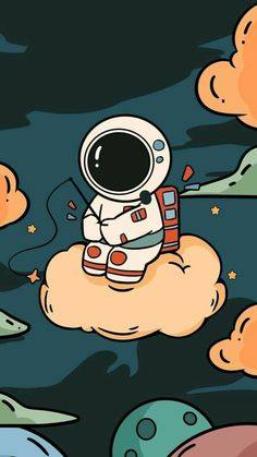 an astronaut sitting on top of a cloud