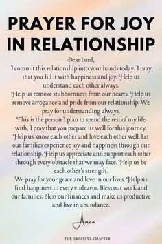 a prayer card with the words, prayer for joy in relationss and an image of a