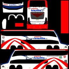 two trucks are shown with red, white and blue decals on the side of them