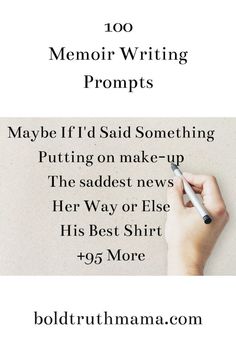 a hand writing on a piece of paper with the words, 100 memory writing prompts