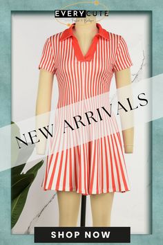 Red Casual Striped Print Patchwork V Neck Short Sleeve Dress Tag Print, Casual Stripes, Short Sleeve Dress, Stripe Print, Sleeve Dress, Short Sleeve Dresses, Dresses With Sleeves, Shop Now, V Neck