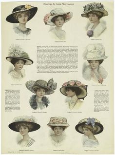 1900s Hats Women, 1910 Hats Women, Evening Hat, Gaun Abad Pertengahan, Womens Hats