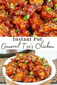 instant pot general tofu's chicken in a white bowl