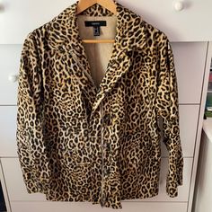 Feel Free To Ask Questions About The Item Down Below Always Open To Offers Bundle Multiple Items For An Extra Discount!! No Trades, Sorry! Orders Are Always Shipped Out Within 1-3 Business Days Casual Leopard Print Outerwear For Work, Trendy Leopard Print Long Sleeve Outerwear, Trendy Long Sleeve Leopard Print Outerwear, Trendy Leopard Print Outerwear For Fall, Cheetah Jacket, Forever 21 Jacket, Utility Jacket, Forever 21, Jackets & Coats