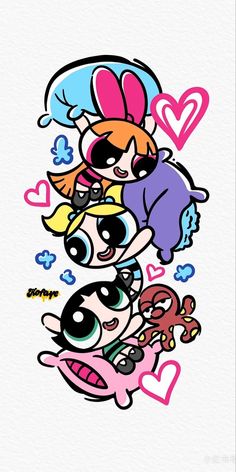 the powerpuff girls wallpaper with hearts