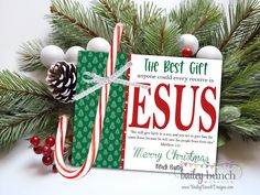 a christmas card with the word jesus on it