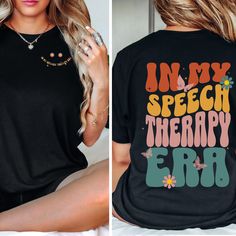 Please note, that the orders made after 11th DECEMBER, may not reach you before Christmas due to  Holiday Shipping delays.  This Speech Language Pathologist Shirt, In My Speech Era Shirt, Funny slp slpa aac Speech Therapy Assistant Gift, Sign Language, aac sped Teacher you have ever dream of and more!  📱HOW TO ORDER * Type the personalized text in the personalization box.  * Then press add to cart. * Proceed to checkout. 🔨MATERIALS: * Bella + Canvas Brand * White, Black, Natural, Pink: 100% Cotton * Athletic Heather: 90% Cotton, 10% Polyester * Heather Colors: 58% Cotton, 42% Polyester * Pre-shrunk fabric * DTG Printed which is a print with ink, not vinyl * Turn inside out before wash * Machine wash on cold * Hang dry or tumble on low heat. 👕SIZE: * Take a look at the photos to see a sp Science Teacher Shirt, Physical Therapist Gifts, Math Teacher Shirts, Funny Nurse Shirts, Music Teacher Gifts, Sped Teacher, School Tees, Therapist Gifts, School Teacher Gifts