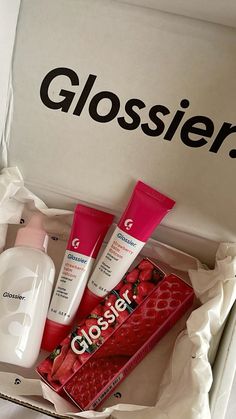 #glossier #pinkskincare #pinkaesthetictheme #lipcare #cleangirl #pinkpilatesprincess Glossier Strawberry Balm Dotcom, Glossier Aesthetic, Glossier Packaging, Glossier You, Balm Dotcom, Pretty Skin Care, Skin Care Items, Pretty Skin, Cute Makeup