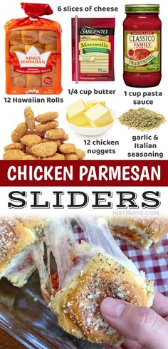 the chicken parmesan sliders recipe is shown