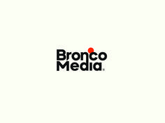 the bronco media logo is shown in black and red, with an orange dot on it