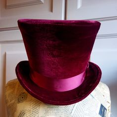 Red Velvet Top, Steampunk Top, Steampunk Top Hat, Gothic Tops, Red Pictures, Red Top, Velvet Tops, Top Hat, Custom Hats