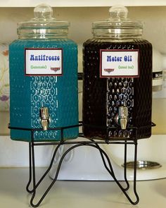 two ice cream dispensers sitting next to each other