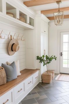 the entryway is clean and ready for guests to use it as a storage space