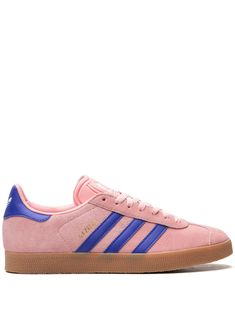 pink/blue suede front lace-up fastening branded heel counter signature 3-Stripes logo logo-debossed tongue round toe rubber sole Release Date: May 01, 2024 These styles are supplied by a premium and authenticated sneaker marketplace. Stocking only the most sought-after footwear, they source and curate some of the most hard to find sneakers from around the world. Pink Gazelle, Pink Gazelles, Sneakers Pink, Balenciaga Track, Balenciaga Triple S, Suede Fabric, Blue Sneakers, Adidas Gazelle, Derby Shoes