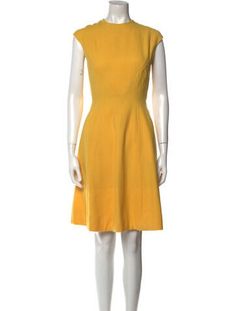 Pauline Trigere A-Line DressVintageFrom the 1970's CollectionYellowShort Sleeve with Crew NeckConcealed Zip Closure at BackSize not listed, estimated from measurements.Fit:Dresses by Pauline Trigere typically fit true to size. Yellow Fitted Knee-length Mini Dress, Fitted Yellow Knee-length Mini Dress, Yellow Knee-length Mini Dress, Mustard Fitted Short Sleeve Dress, Fitted Mustard Short Sleeve Dress, Fitted Mustard Dress With Short Sleeves, Fitted Retro Yellow Dresses, Yellow Fitted Retro Dress, Yellow Retro Fitted Dress