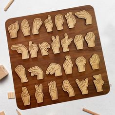 Discover the immersive world of American Sign Language (ASL) with our meticulously crafted ASL Alphabet Puzzle Board. Made from high-quality wood and measuring 11.5 x 11.5 inches, this educational tool combines tactile learning with artistic craftsmanship. Each piece of the puzzle is carefully designed and polished to highlight the natural beauty of the wood, ensuring a durable and engaging experience for learners of all ages. Perfect for introducing ASL alphabet recognition or reinforcing exist Sign Language Crafts, Asl Sign Language Learning, Asl Alphabet, Alphabet Puzzle, Tactile Learning, Alphabet Recognition, Asl Learning, Diy Educational Toys, Wooden Educational Toys