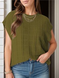 Round Neck Cap Sleeve Knit Top – La Boutique Dacula Skirts Aesthetic, Skirt Aesthetic, Stunning Outfits, Formal Looks, Basic Style, Cap Sleeve, Shoulder Sleeve, Stretchy Material, Cap Sleeves