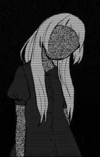 a girl with long white hair standing in the dark