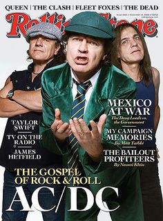 the cover of rolling stone magazine, with an image of two men in green jackets and ties