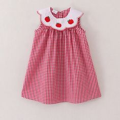 Brand New In Package 100% Cotton Cute Red Cotton Dress, Casual Red Strawberry Print Dress, Apple Clothes, Apple Dumpling, Casual Knit Dress, Smocked Baby Dresses, Flamingo Dress, Corduroy Overall Dress, Apple Dress