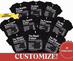 six t - shirts with the words customize on them