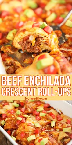 beef enchilada crescent roll - ups are an easy appetizer