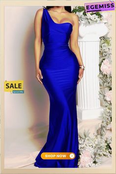 Blue Fashion Sexy Solid Backless One Shoulder Evening Dress Dresses One Shoulder Evening Dress, Blue Fashion, Women's Fashion Dresses, Occasion Dresses, Evening Dress, Evening Dresses, One Shoulder, Fashion Dresses