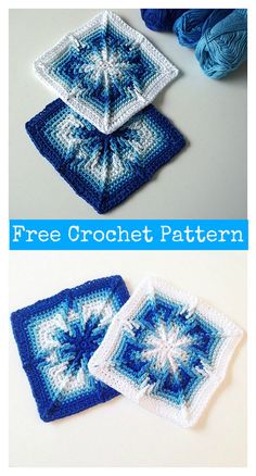 crocheted coasters with snowflakes on them and the text, free crochet pattern