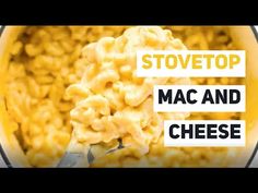 macaroni and cheese in a yellow bowl with the words stovetop on it