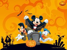 the mickey mouse and friends are celebrating halloween