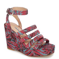 Judy Platform Sandal from Charles David has sleek adjustable ankle straps to ensure a perfect fit. Textile upper, manmade lining open toe; 4-inch heel height, 1.5-inch platform Adjustable buckle ankle strap manmade sole Imported Pink Wedge Sandals, Pink Wedges, Floral Sandals, Charles David, Wedge Heel Sandals, Leather Block Heels, Platform Wedge Sandals, Open Toe Sandals, Ankle Straps