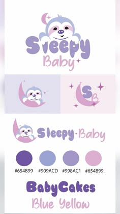 the baby logo is shown in three different colors and font styles, including pink, blue,