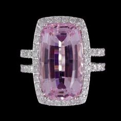 Cushion Cut Pink Kunzite Diamond Ring White Gold Lady Men Jewelry | HarryChadEnt.com Kunzite Ring, Brilliant Cut Diamond Ring, Pink Kunzite, Fancy Rings, Fantasy Closet, Ring White Gold, Ladies Diamond Rings, White Gold Diamond Rings, Vintage Jewels