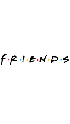 the word friends written in black ink with colored dots