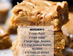 peanut butter cookies stacked on top of each other with text describing ingredients in the background