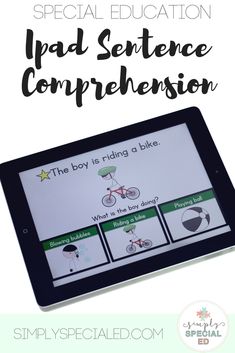 an ipad with the text special education ipad sentence comprehension on it, which is