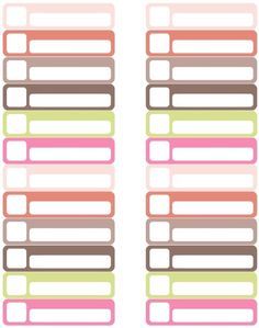 a pink and green striped sticker with two rows of squares on the top, one row