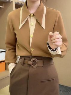 Lasaky - Classic Fit Colorful Sleeve Shirt with Collar T Shirt Colors Ideas, Different Types Of Sleeves Design, Shirt Styles For Women, Designer Shirts Women, Different Types Of Collars, Pretty Blouses For Women, Collar Types, Shirt Collar Pattern, Collar Model