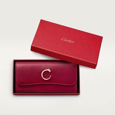 Cartier Wallet, Cartier Panthere, Red Accessories, Cherry Red, Shades Of Red, Cartier, Calf Skin, Gold Color, Wallet