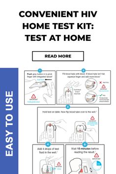 Steps for using a convenient HIV home test kit, including pricking finger, collecting blood, and waiting for results. Read More, Hold On, At Home, Health