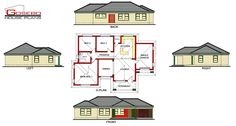 three story house plan with four different levels