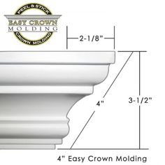 the crown molding is shown with measurements for each moulding piece in this image