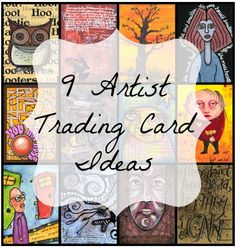 a collage of different images with the words 9 artist trading card ideas on it