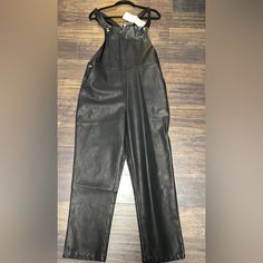 New With Tags Leather Overalls, Black Faux Leather, Pant Jumpsuit, Jumpsuit Romper, Overalls, Faux Leather, Pants For Women, Rompers, Tags