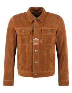 Trucker Men's Tan Suede Leather Jacket Classic Western Cowboy Shirt Style Jacket | eBay Casual Collared Brown Biker Jacket, Leather Outerwear With Spread Collar And Pockets, Masculine Long Sleeve Leather Jacket For Fall, Casual Leather Outerwear With Welt Pockets, Brown Casual Leather Jacket With Snap Buttons, Casual Brown Leather Jacket With Snap Buttons, Casual Leather Outerwear With Buttons, Classic Biker Jacket With Pockets, Classic Leather Jacket With Flap Pockets For Outdoor