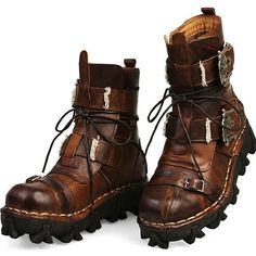 Men's Women Boots Biker boots Motorcycle Boots Work Boots Handmade Shoes Hiking Walking Vintage Casual Outdoor Daily Leather Cowhide Warm Height Increasing Comfortable Booties / Ankle Boots Lace-up 2023 - CAD $187.99 Gothic Leather Lace-up Boots For Winter, Leather Platform Boots For Cosplay, Leather Lace-up Boots For Cosplay, Fall Cosplay Leather Platform Boots, Gothic Faux Leather Combat Boots With Round Toe, Gothic Combat Boots With Round Toe In Faux Leather, Gothic Round Toe Combat Boots In Faux Leather, Gothic Faux Leather Moto Boots For Alternative Fashion, Leather Platform Boots For Cosplay In Fall