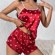 Super Cute And Stylish Ships In 5-10 Business Days Velvet Sleepwear, Pijama Satin, Sleepwear Women Pajamas, Satin Pj Set, White Lace Bra, Red Pajamas, Lingerie Dress, Pajama Set Women, Short Pajama Set